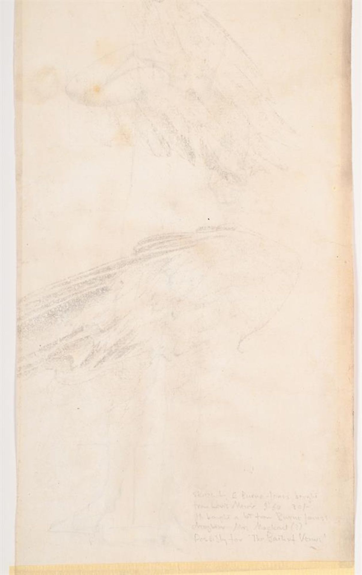 EDWARD COLEY BURNE-JONES (BRITISH 1833-1898), FEMALE NUDE (RECTO); STUDY OF WINGS (VERSO) - Image 2 of 4