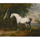 SAWREY GILPIN (BRITISH 1733-1807), A GREY HORSE AND A DOG IN A LANDSCAPE