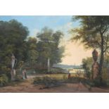 ATTRIBUTED TO LOUIS GADBOIS (FRENCH 1770-1826), CLASSICAL LANDSCAPE WITH A STATUE OF DIANA