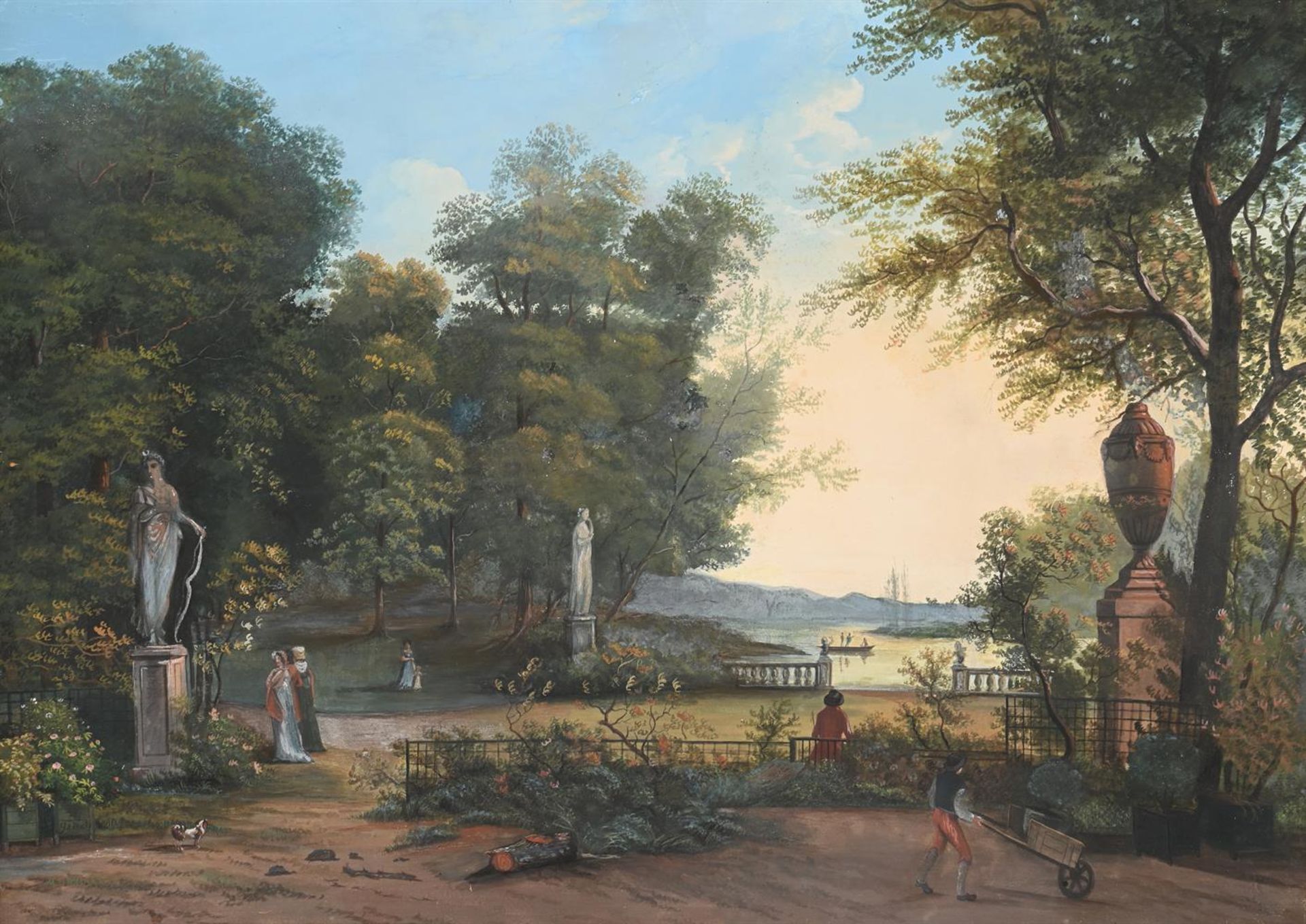 ATTRIBUTED TO LOUIS GADBOIS (FRENCH 1770-1826), CLASSICAL LANDSCAPE WITH A STATUE OF DIANA