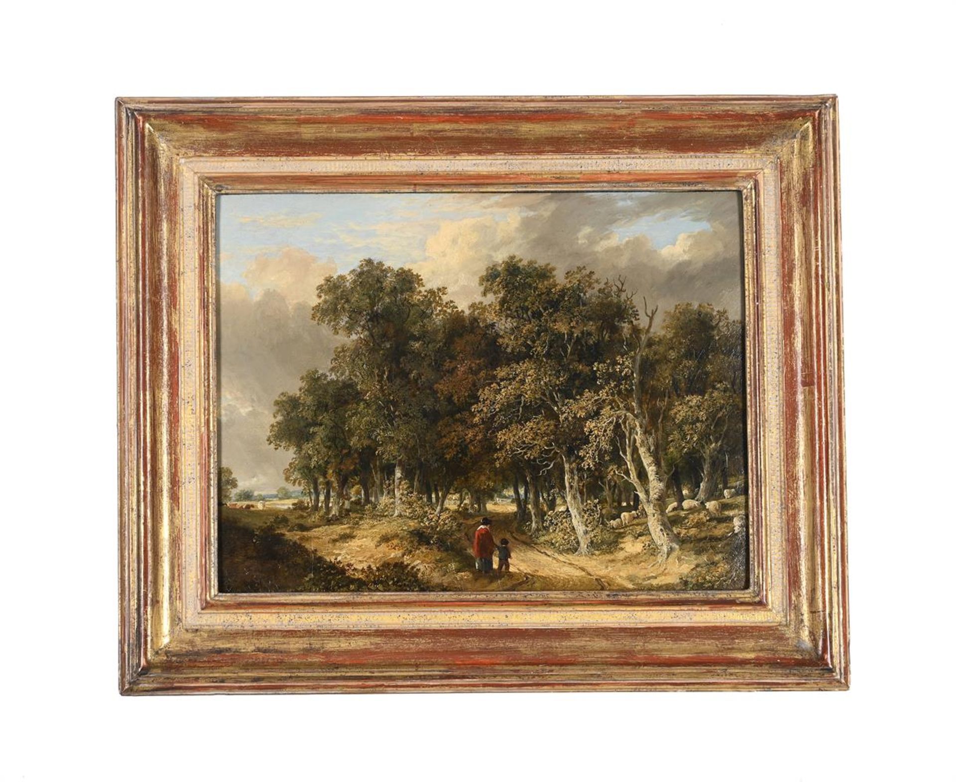 JAMES STARK (BRITISH 1794-1859), WOODED LANDSCAPE WITH A MOTHER AND CHILD ON A TRACK - Image 2 of 3
