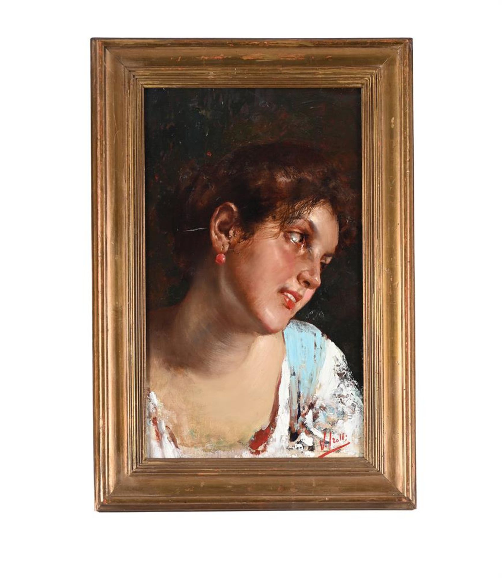 VINCENZO IROLLI (ITALIAN 1860-1949), PORTRAIT OF A YOUNG GIRL - Image 2 of 3