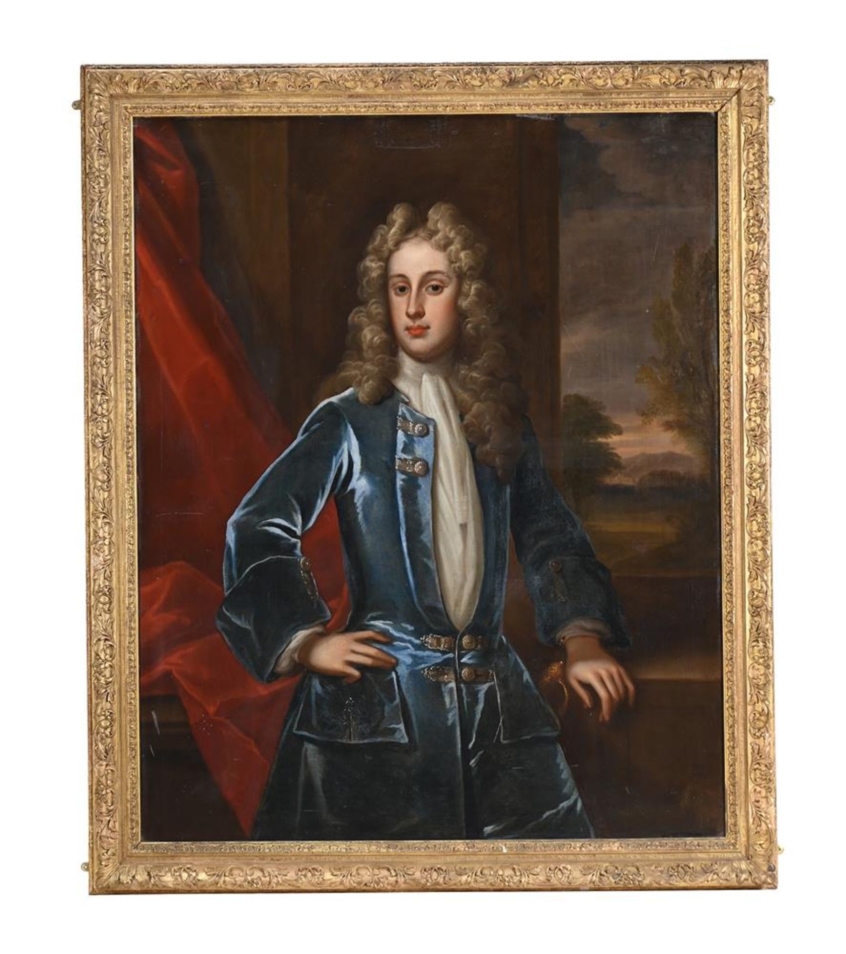 FOLLOWER OF SIR GODFREY KNELLER, PORTRAIT OF A GENTLEMAN IN A BLUE JACKET - Image 2 of 3