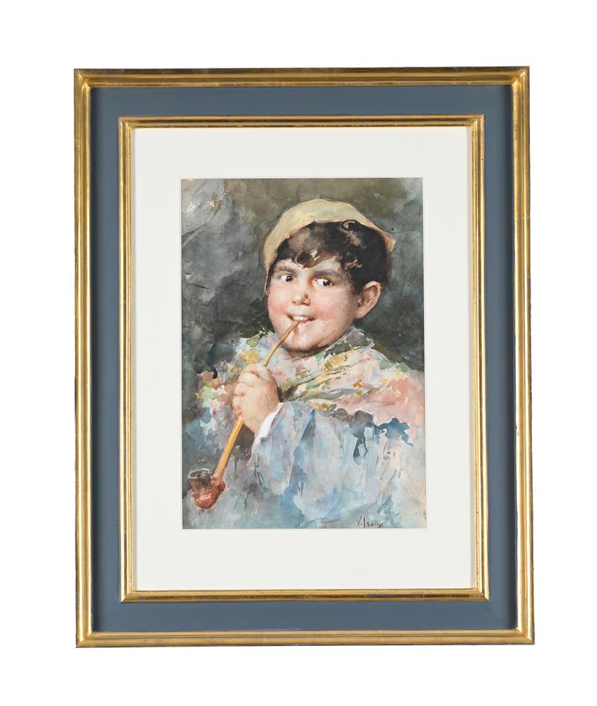 VINCENZO IROLLI (ITALIAN 1860-1949), YOUNG PIPE SMOKER - Image 2 of 3