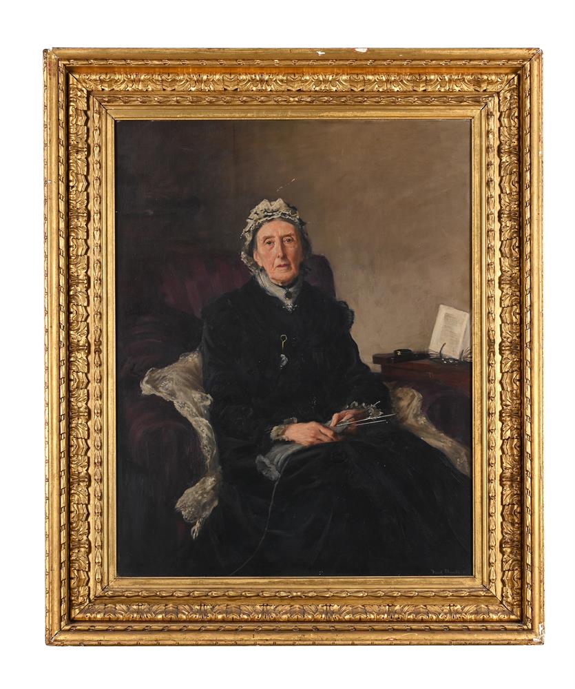λ FREDERICK WILLIAM ELWELL (BRITSH 1870-1958), PORTRAIT OF HON. MRS. T.G. CHOLMONDELEY - Image 2 of 3