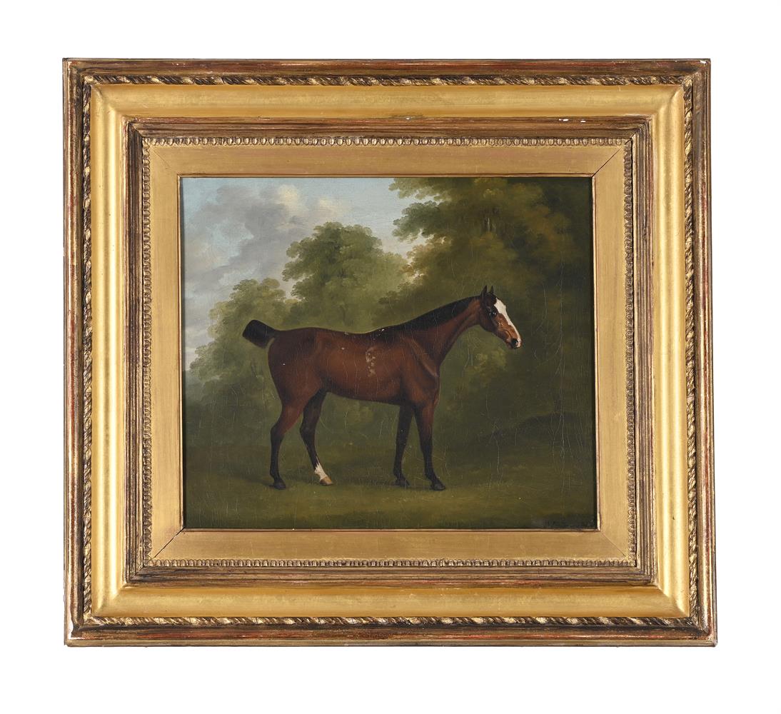 JOHN NOST SARTORIUS (BRITISH 1755-1828), A BAY HORSE IN A WOODED LANDSCAPE - Image 2 of 3