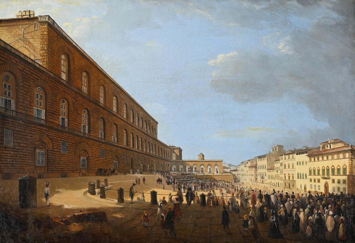 ATTRIBUTED TO GIOVANNI SIGNORINI (1808-1864), VIEW OF THE GRAND DUKE LEAVING THE PITTI PALACE