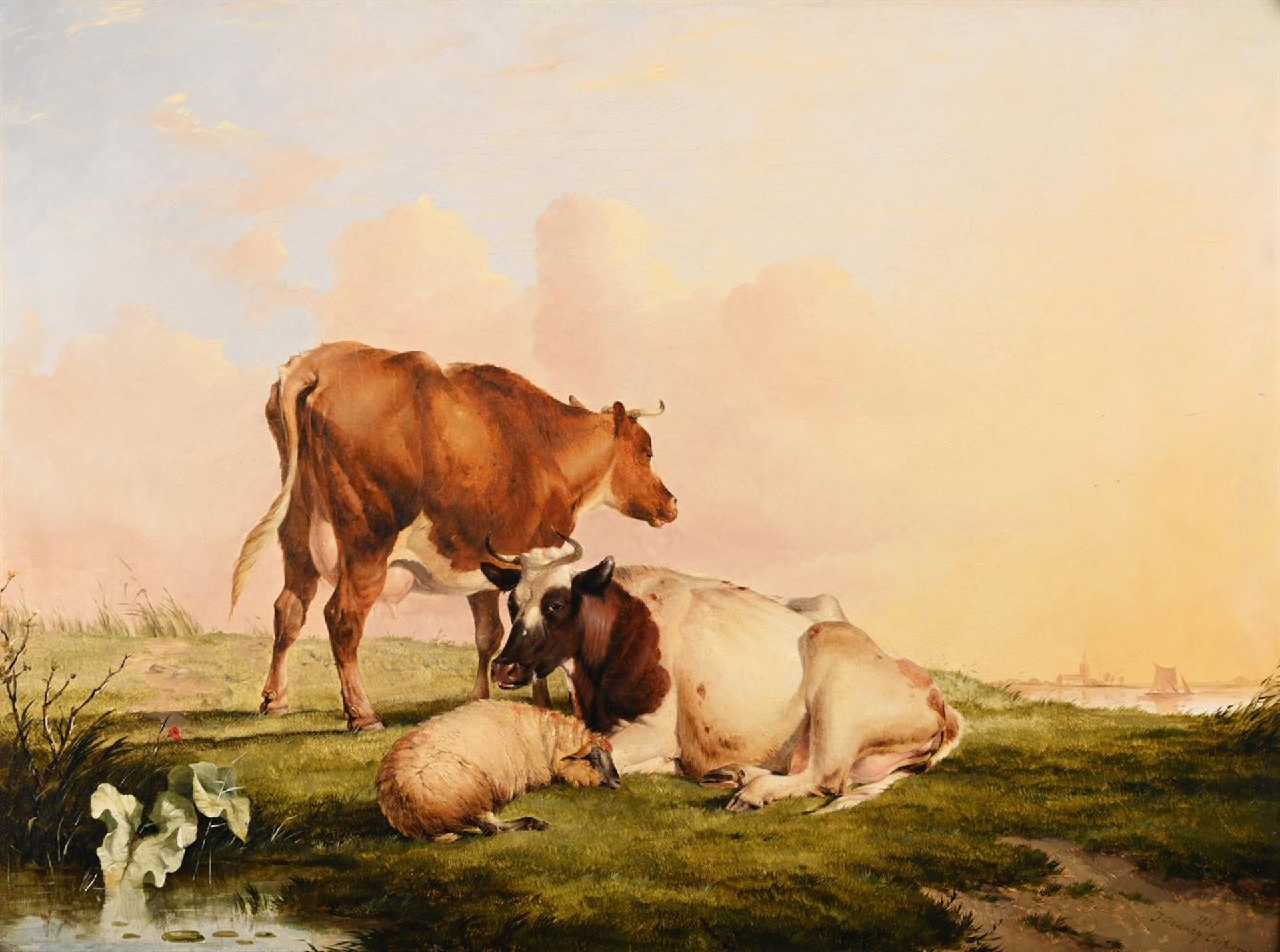 THOMAS SIDNEY COOPER (BRITISH 1803-1902), LIVESTOCK IN A LANDSCAPE