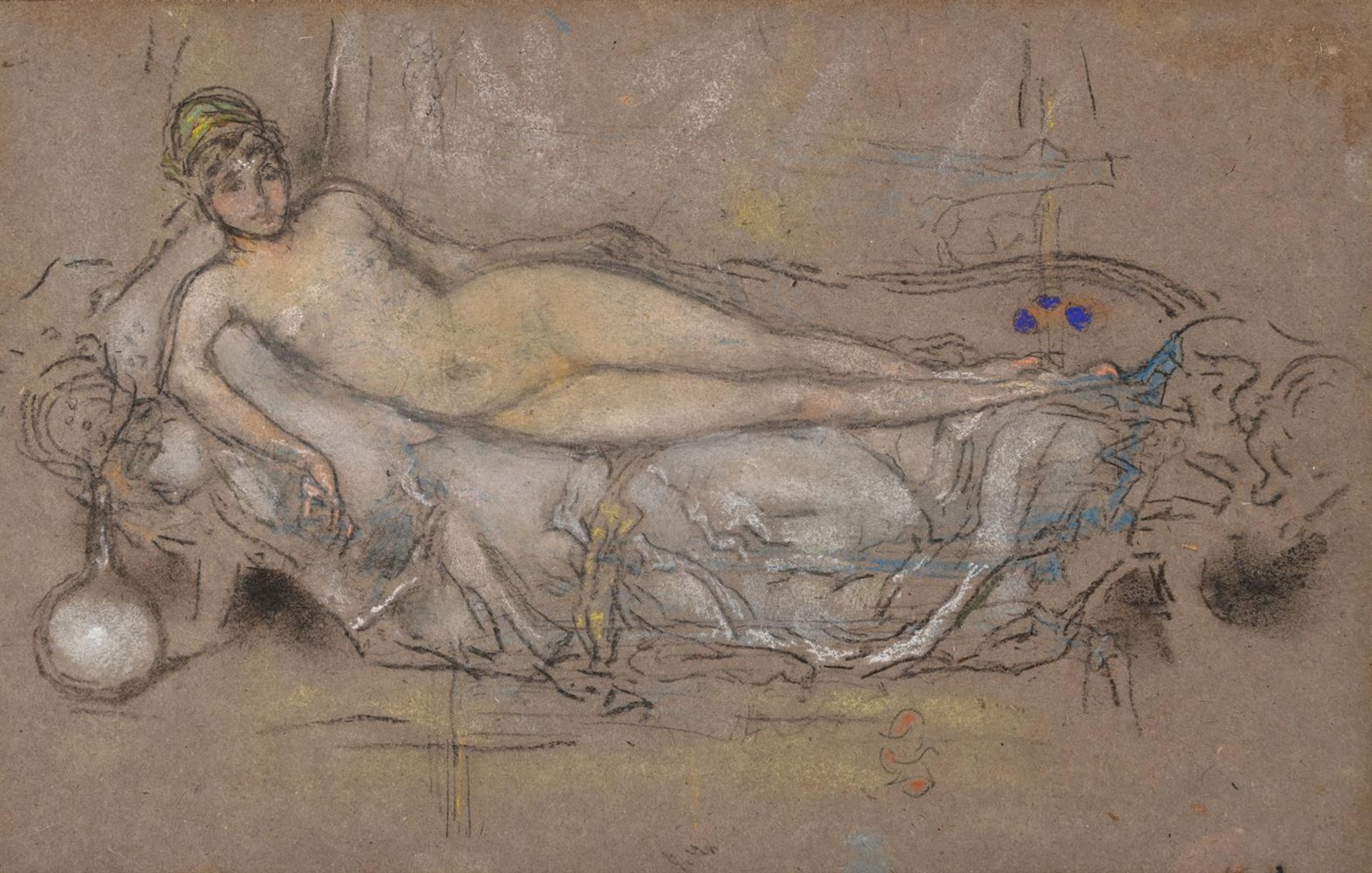 JAMES ABBOTT MCNEILL WHISTLER (AMERICAN 1834- 1903), NUDE MODEL RECLINING (M.1606)