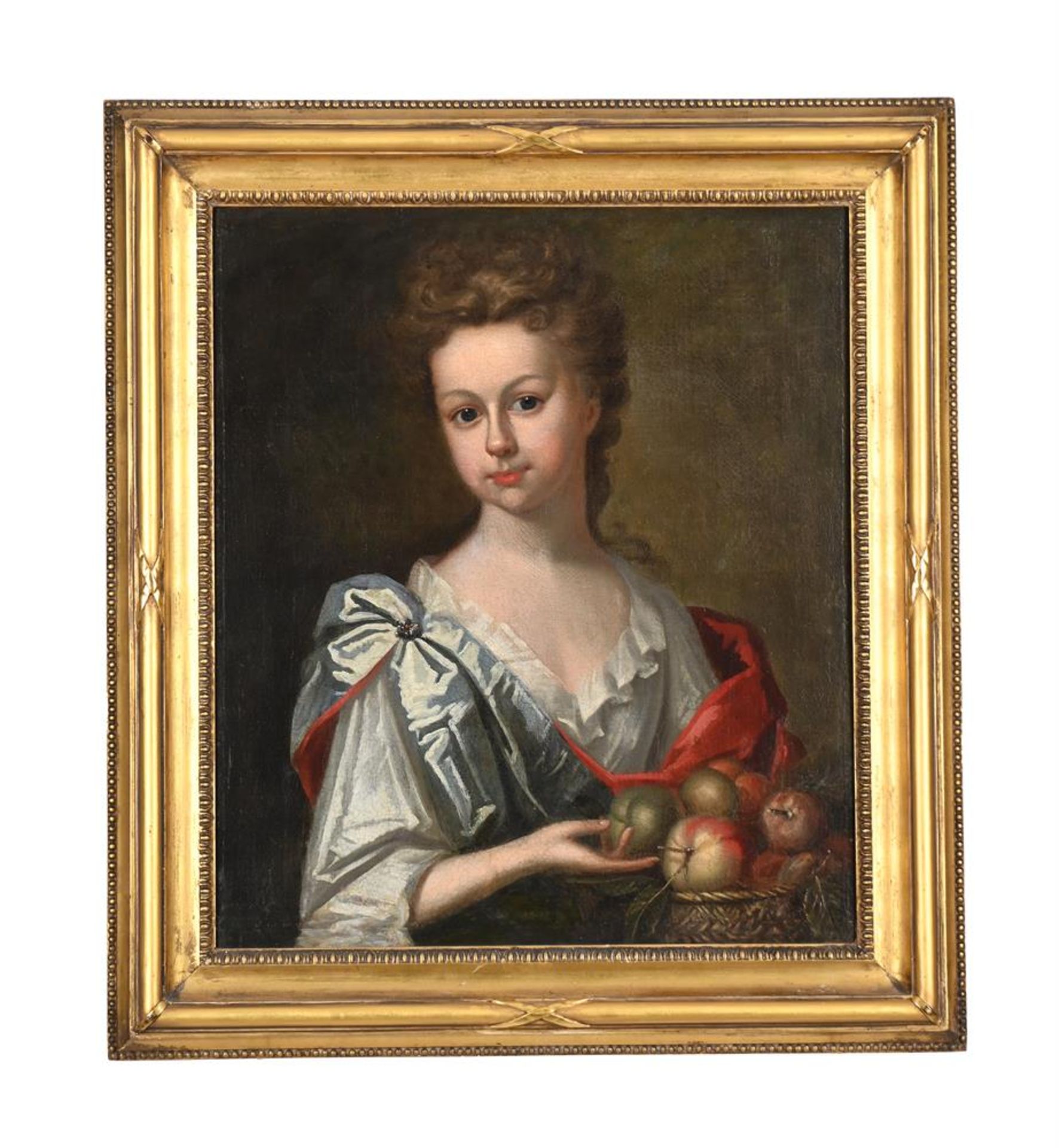 CIRCLE OF HERMAN VAN DER MYN (DUTCH 1684-1741), PORTRAIT OF A GIRL HOLDING A BASKET OF FRUIT - Bild 2 aus 3