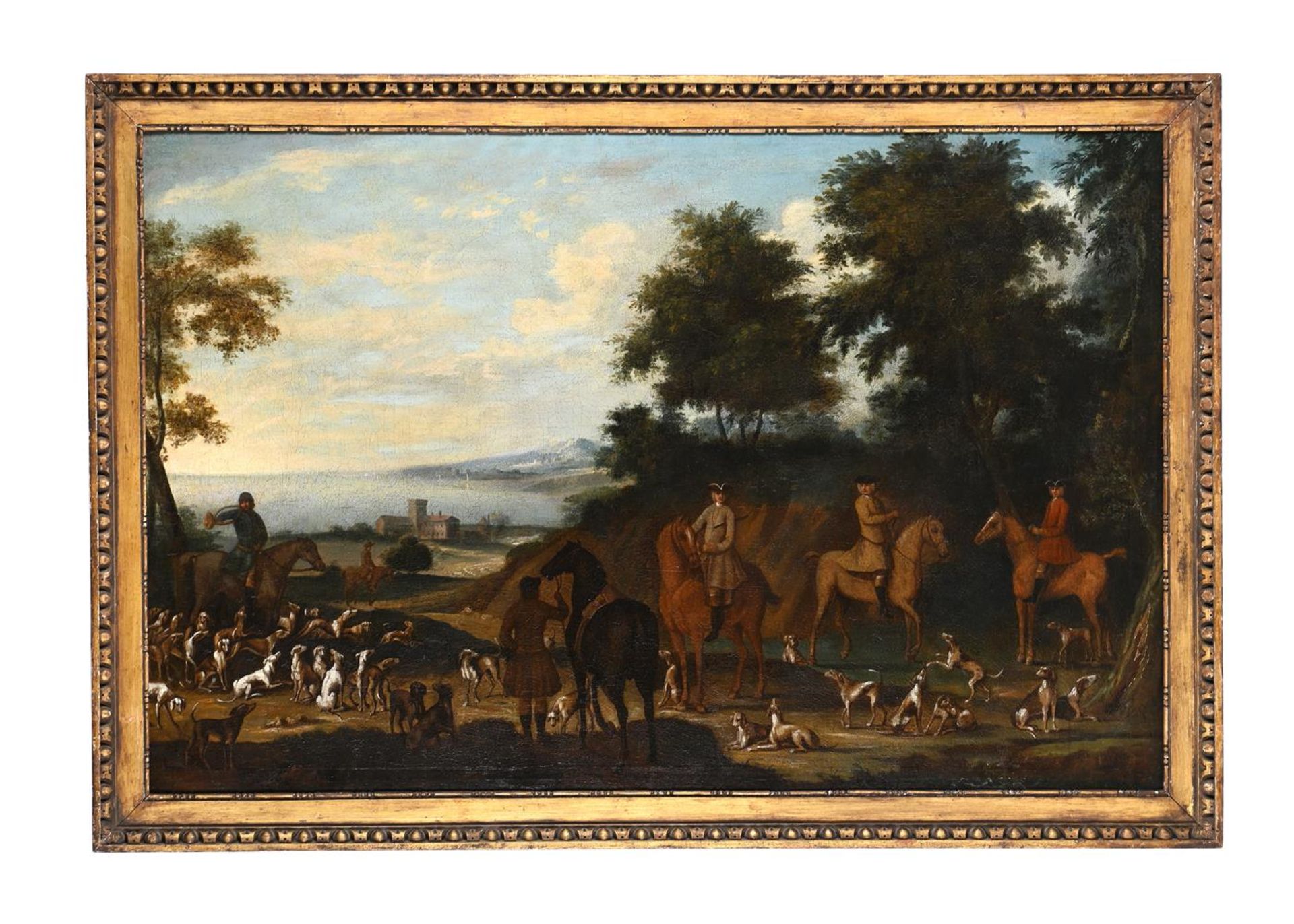 ATTRIBUTED TO JAMES ROSS (BRITISH CIRCA 1700-1760), A GROUP OF MOUNTED SPORTSMEN WITH HOUNDS - Image 2 of 3