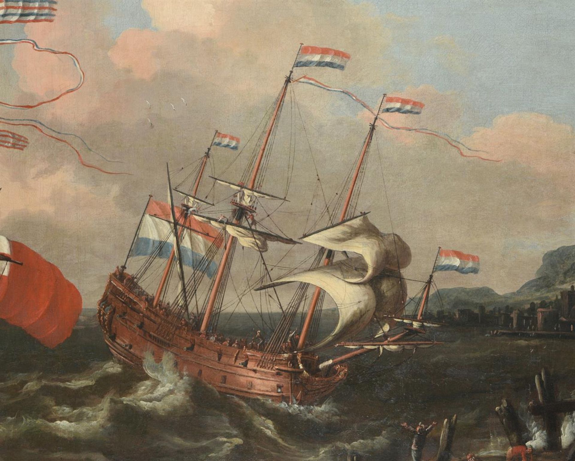 ATTRIBUTED TO LORENZO ACASTRO (ITALIAN FL. 1672-1700), TWO MEN-O'WAR OF THE ENGLISH AND DUTCH NAVIES - Bild 3 aus 5