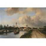 JOHAN-BARTHOLD JONGKIND (DUTCH 1819-1891), VIEW OF DELFT: A CANAL WITH BARGES