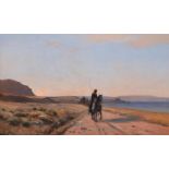 AUGUSTE LOUIS VEILLON (SWISS 1834-1890), ARAB ON HORSEBACK ALONG A COASTAL TRACK