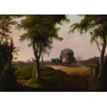 FOLLOWER OF PHILIP JAMES DE LOUTHERBOURG, LANDSCAPE WITH A STAGE COACH