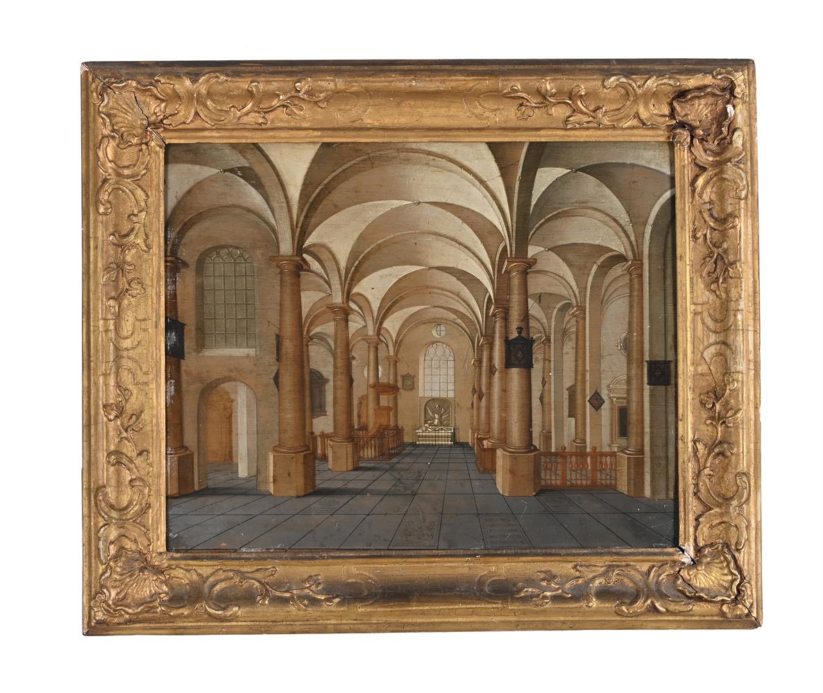 FOLLOWER OF PIETER NEEFS II, AN INTERIOR OF A CHURCH WITH A TOMB AT THE CENTRE - Image 2 of 3