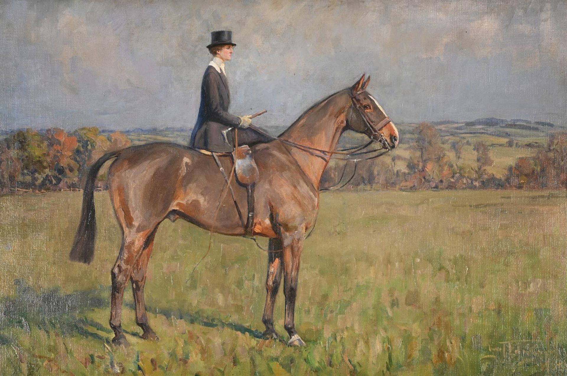 λ LIONEL DALHOUSIE ROBERTSON EDWARDS (BRITISH 1878-1966), AN EQUESTRIAN PORTRAIT