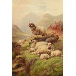 GEORGE MORISS (BRITISH 19TH CENTURY), HIGHLAND SHEEP IN THE MOUNTAINS