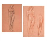 ATTRIBUTED TO EDWARD COLEY BURNE-JONES (BRITISH 1833-1898), TWO STUDIES OF FEMALE NUDES