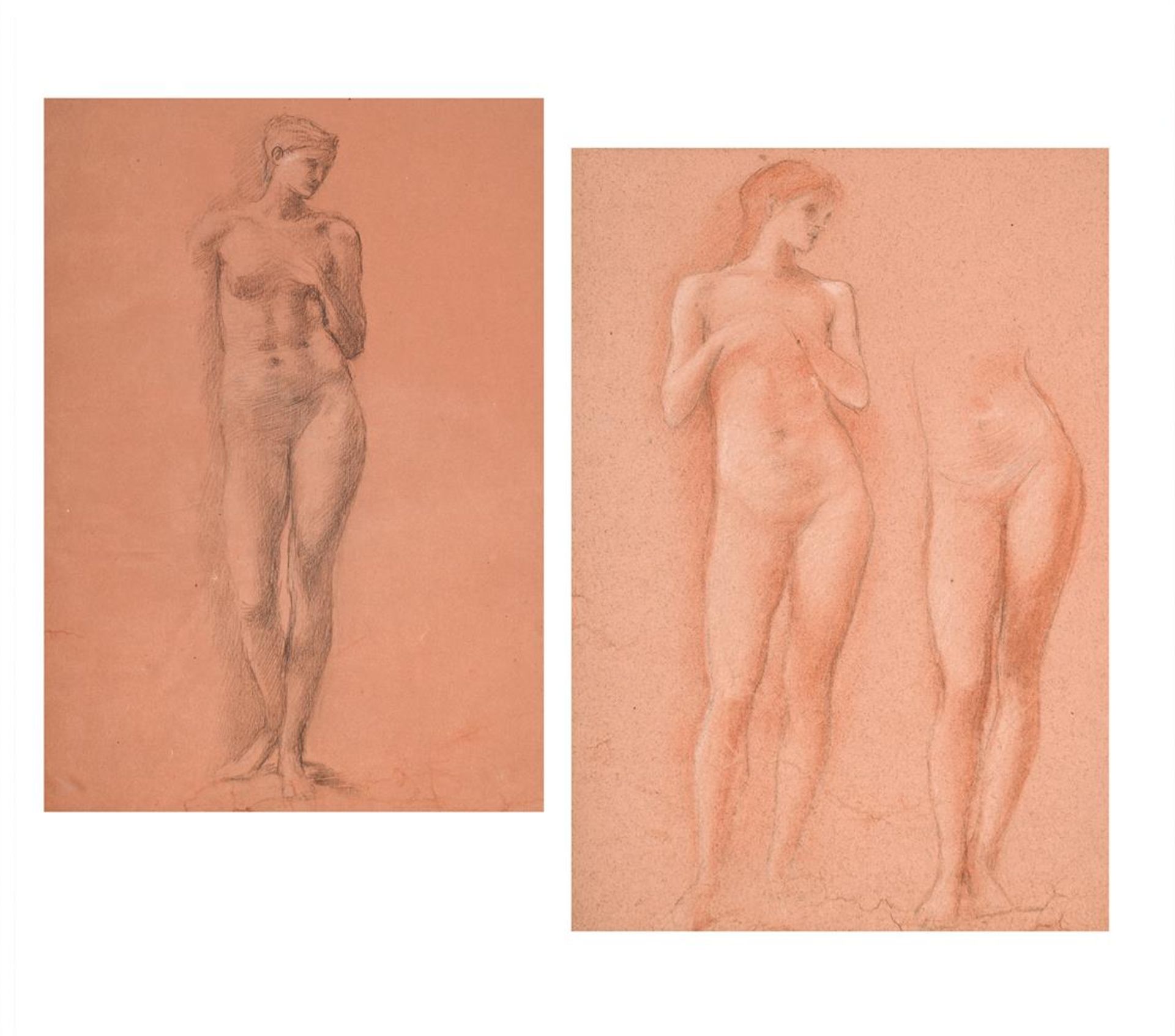 EDWARD COLEY BURNE-JONES (BRITISH 1833-1898), TWO STUDIES OF FEMALE NUDES FOR VENUS CONCORDIA