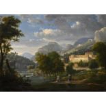 ALEXANDRE HYACINTHE DUNOUY (FRENCH 1757-1841), FIGURES IN AN ITALIANATE LANDSCAPE