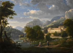 ALEXANDRE HYACINTHE DUNOUY (FRENCH 1757-1841), FIGURES IN AN ITALIANATE LANDSCAPE