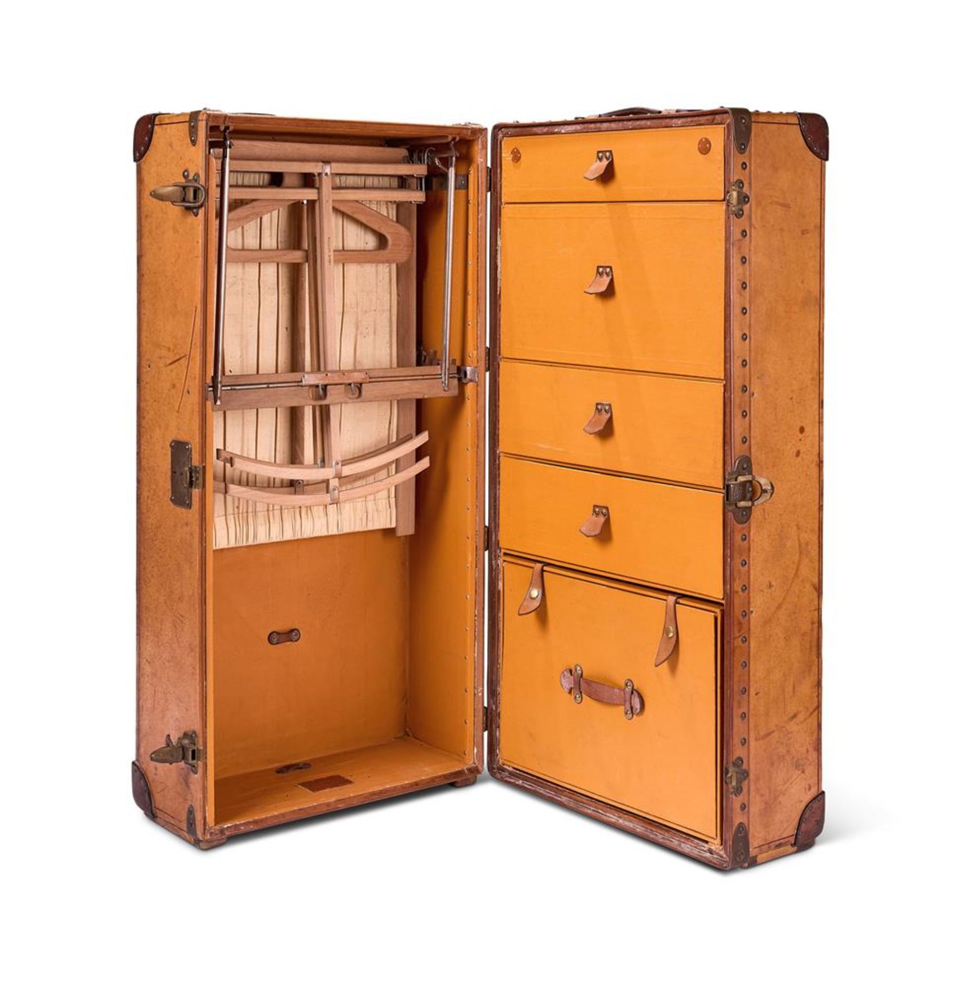 LOUIS VUITTON, A BROWN LEATHER WARDROBE STEAMER TRUNK - Image 5 of 5