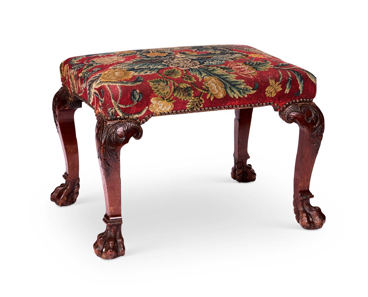 A GEORGE II MAHOGANY STOOL