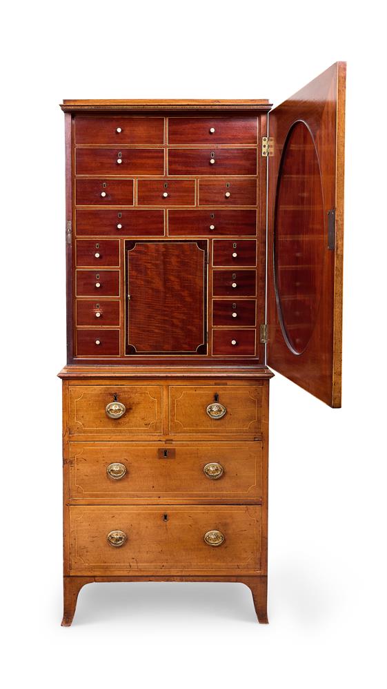 Y AN GEORGE III FIDDLEBACK MAHOGANY, SYCAMORE AND TULIPWOOD CABINET-ON-CHEST - Image 2 of 2