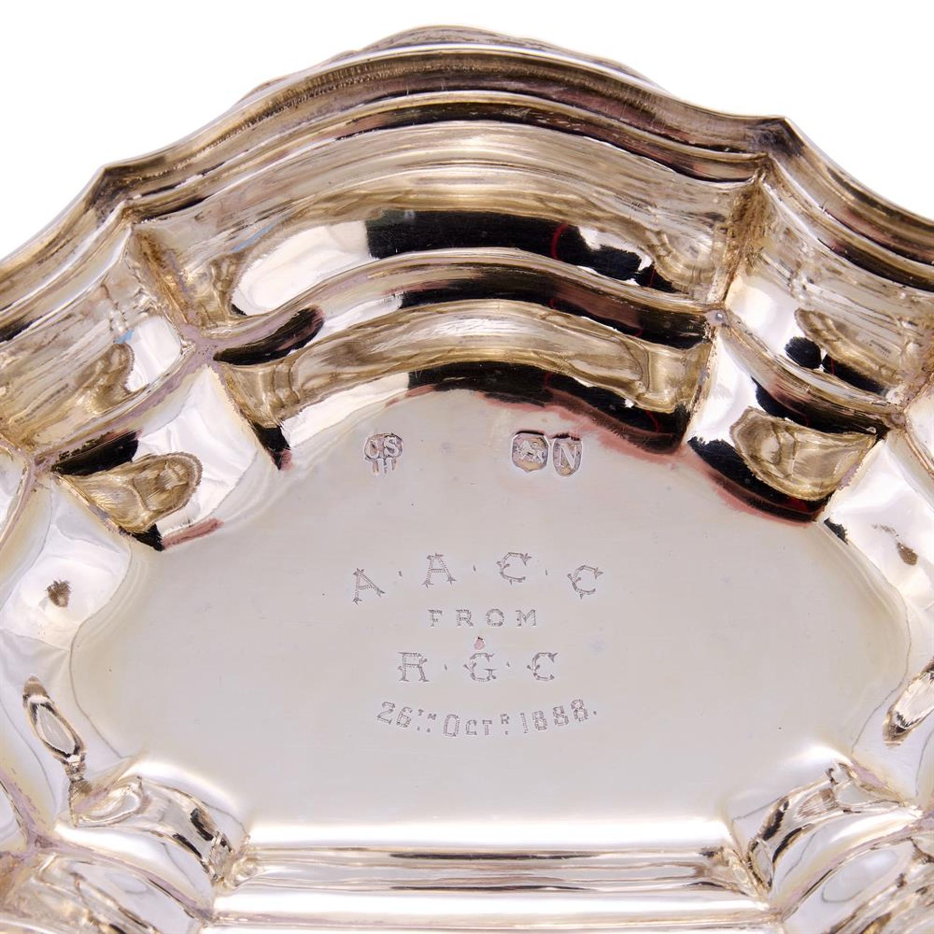 A VICTORIAN SILVER SHAPED OVAL TEA CADDY - Image 2 of 2
