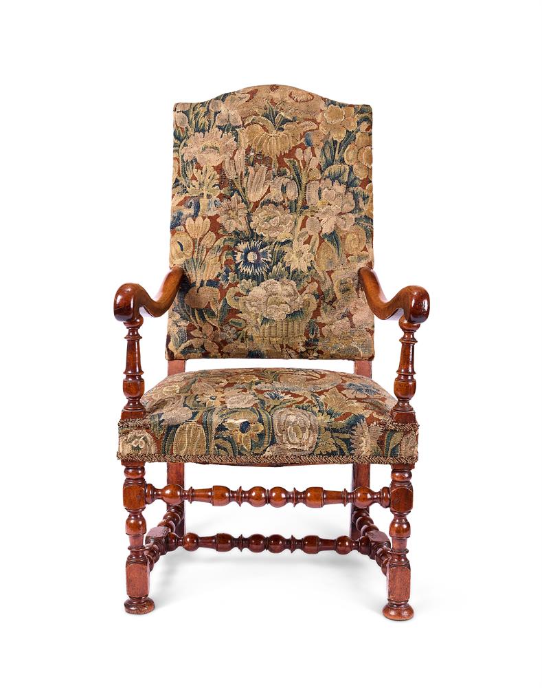 A FLEMISH BEECH AND WALNUT ARMCHAIR LATE 17TH CENTURY - Image 2 of 2