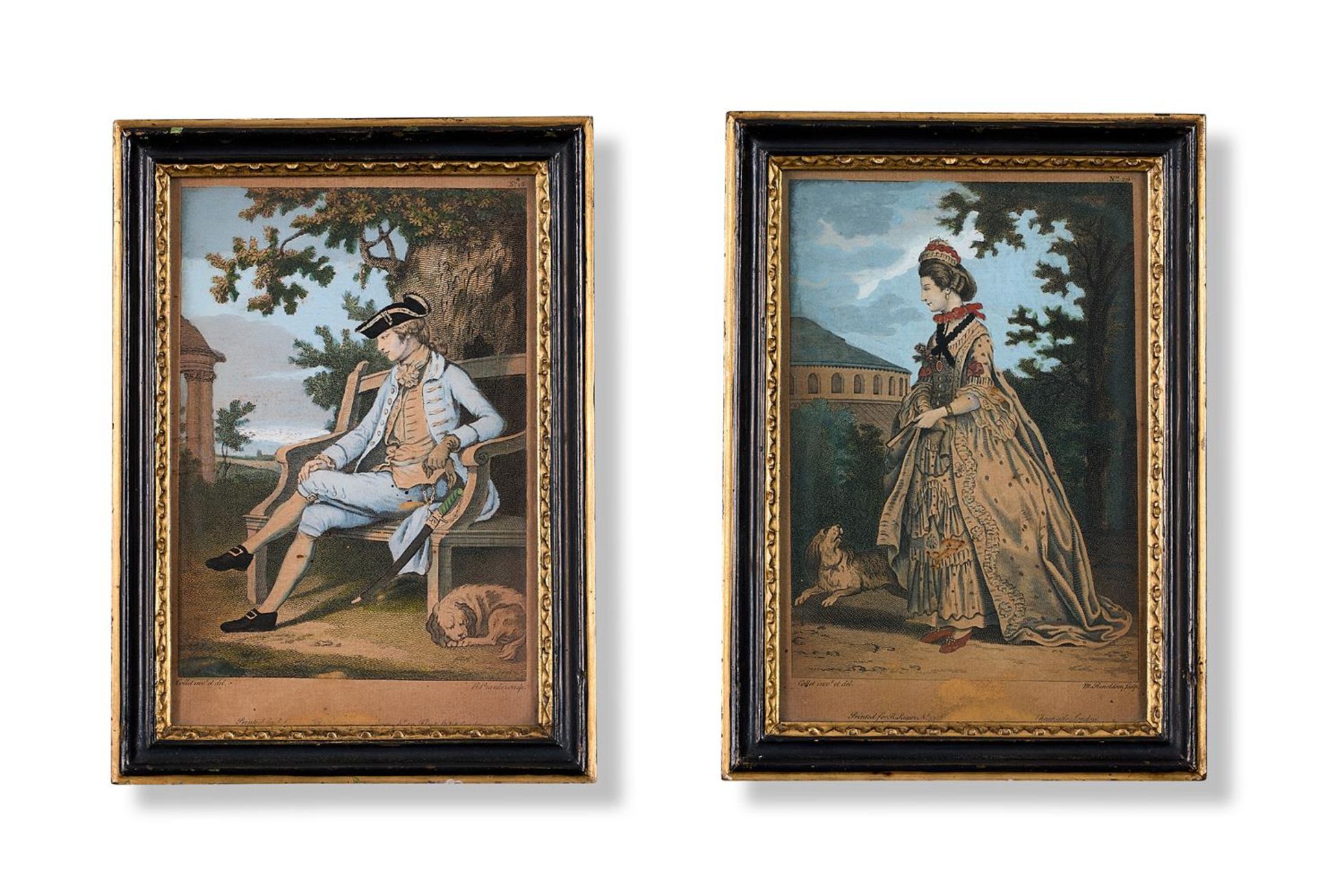 AFTER JOHN COLLET, A LADY WALKING IN A PARK; AND A SEATED GENTLEMAN (2)
