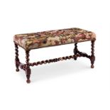 A STAINED BEECH LONG STOOL EARLY 20TH CENTURY