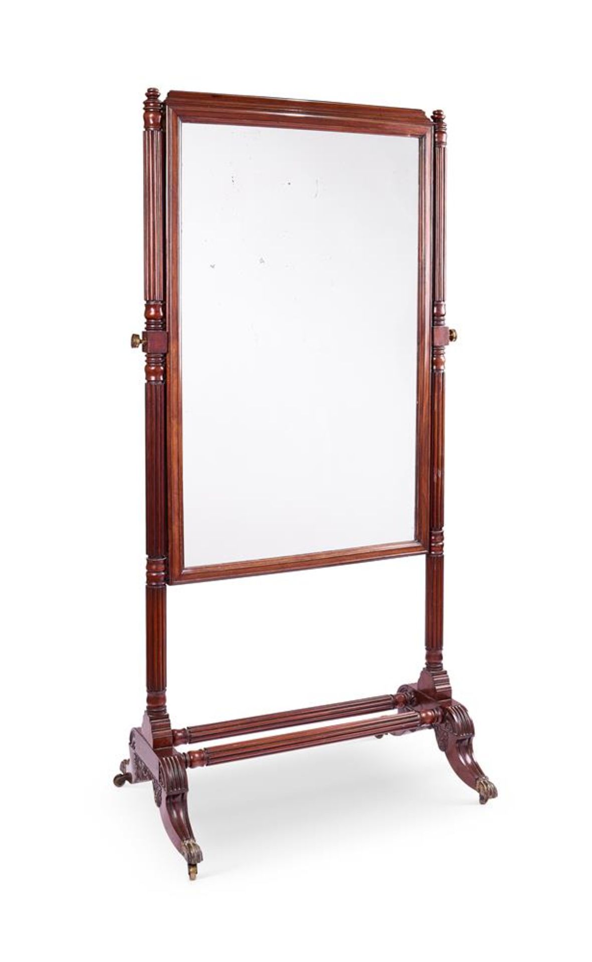 A REGENCY MAHOGANY CHEVAL MIRROR EARLY 19TH CENTURY