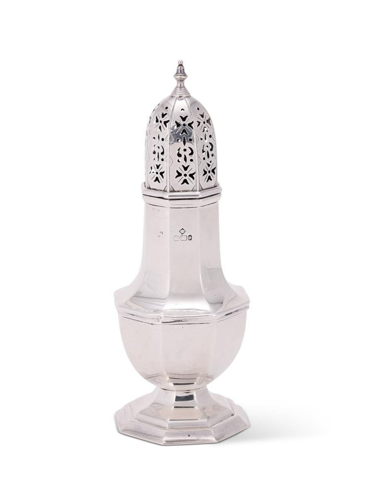 A SILVER OCTAGONAL BALUSTER CASTOR MARTIN, HALL & CO., SHEFFIELD 1901