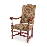 A FLEMISH BEECH AND WALNUT ARMCHAIR LATE 17TH CENTURY