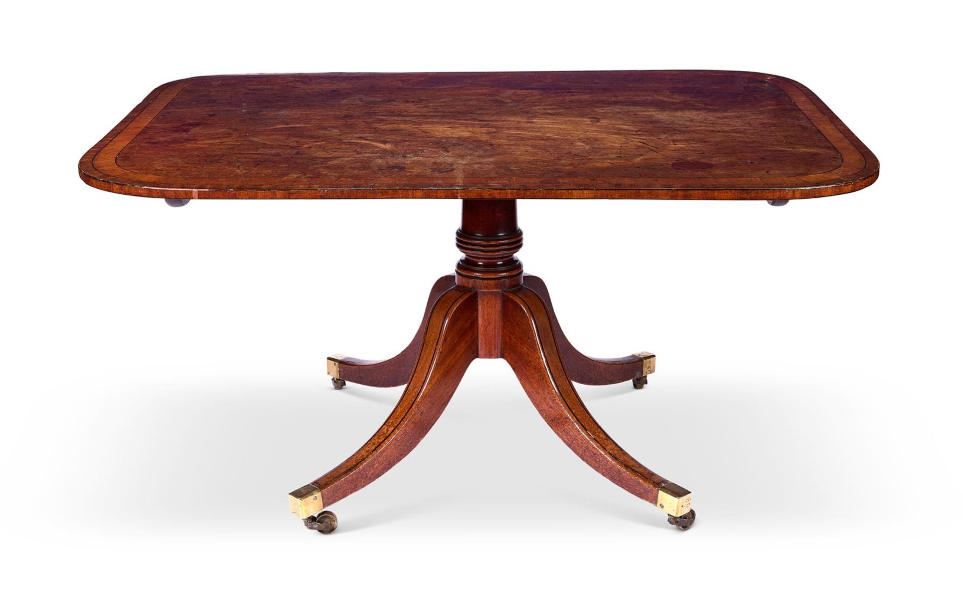 Y A GEORGE III MAHOGANY, SATINWOOD AND ROSEWOOD CROSSBANDED BREAKFAST TABLE CIRCA 1800