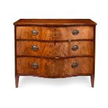 A GEORGE III MAHOGANY AND SATINWOOD SERPENTINE CHEST LATE 18TH CENTURY