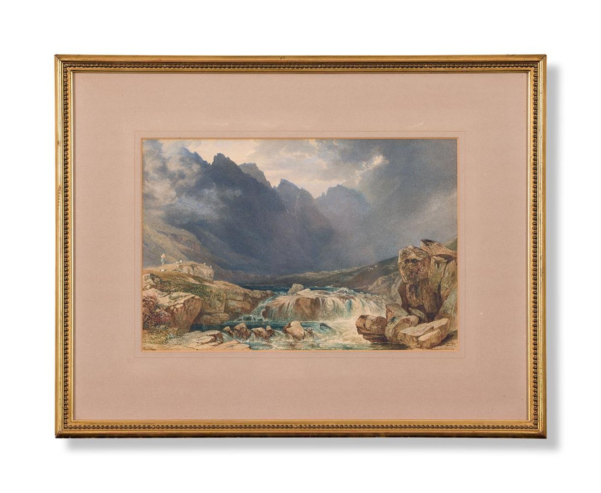 WILLIAM ANDREWS NESFIELD (BRITISH 1793-1881), A MOUNTAINOUS LANDSCAPE WITH A RIVER IN SPATE