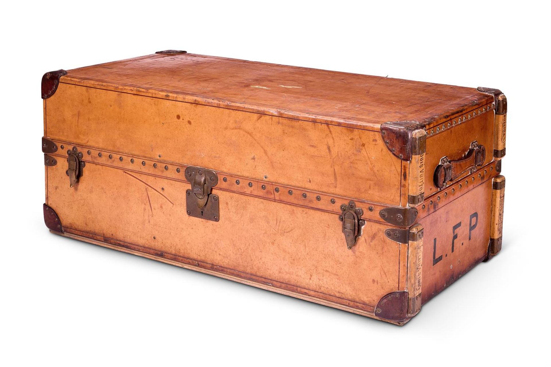 LOUIS VUITTON, A BROWN LEATHER WARDROBE STEAMER TRUNK