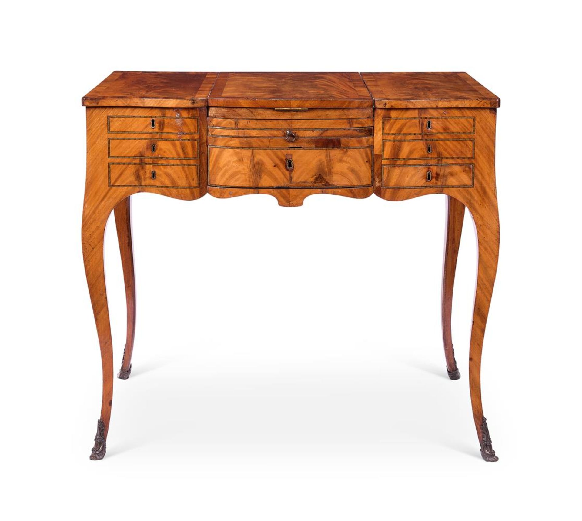 A VICTORIAN MAHOGANY BRASS-MOUNTED DRESSING-TABLE OR POUDREUSE CIRCA 1870 OF LOUIS XV STYLE
