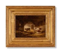 ATTRIBUTED TO GEORGE MORLAND (BRITISH 1763- 1804), CATTLE IN A BARN