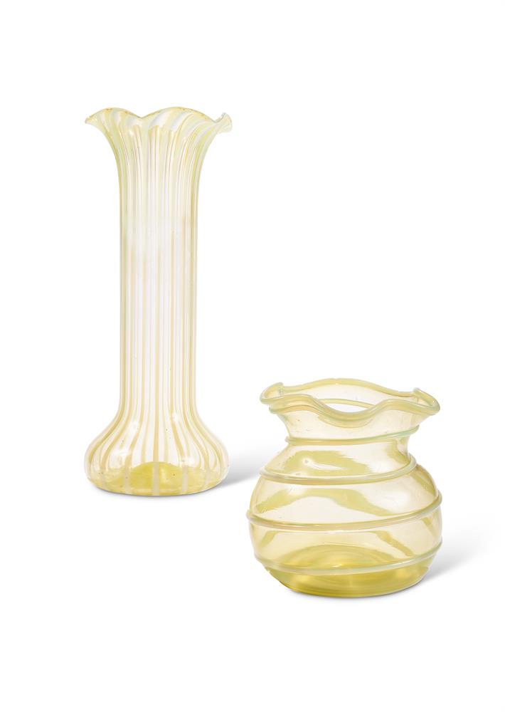 PAIR OF VICTORIAN VASELINE VASES CIRCA 1880