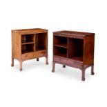 Y A MATCHED PAIR OF SCOTTISH GEORGE V BEDSIDE CABINETS BY WHYTOCK AND REID