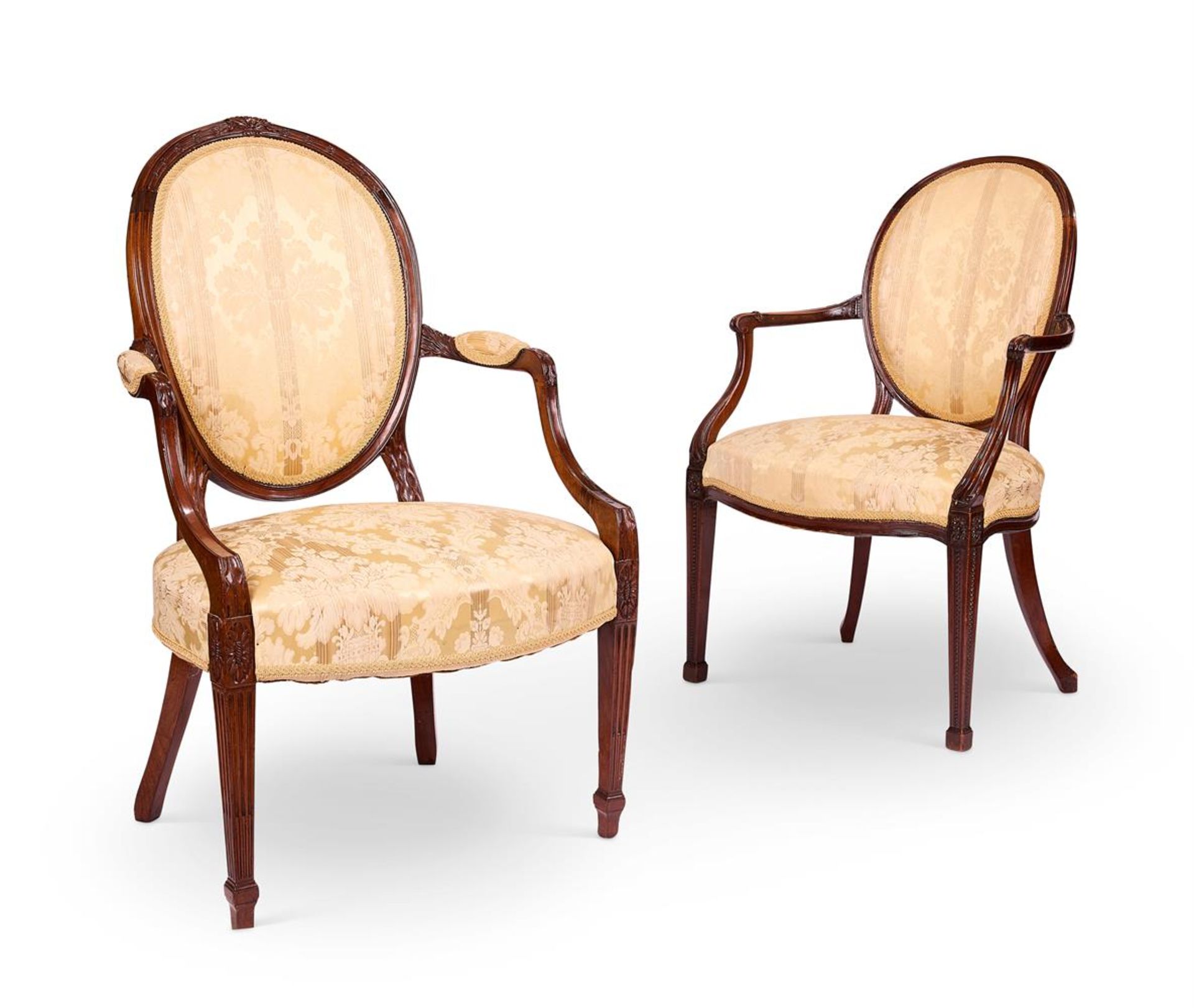 A GEORGE III MAHOGANY OPEN ARMCHAIR