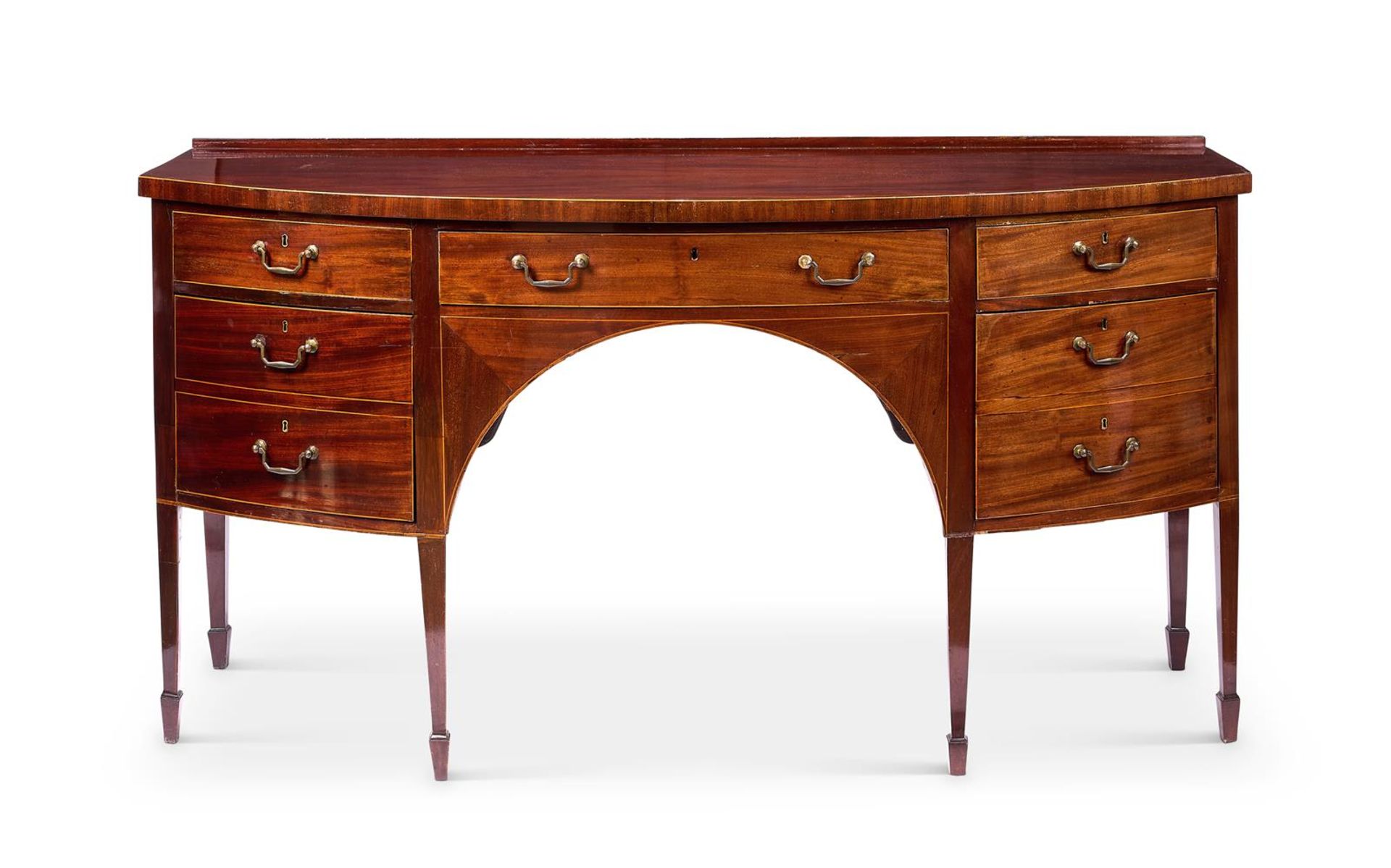 A GEORGE III MAHOGANY BOWFRONT SIDEBOARD