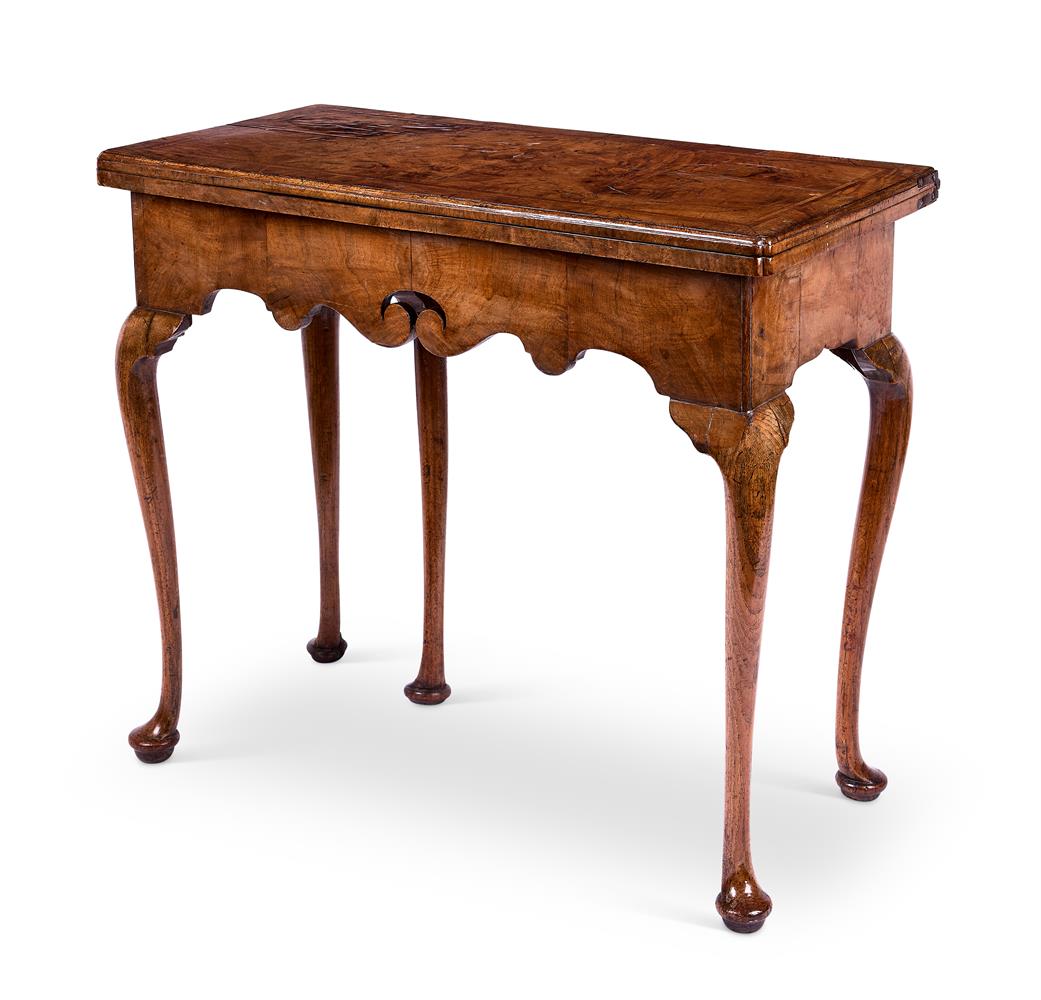 A GEORGE I PROVINCIAL WALNUT AND ASH CARD-TABLE