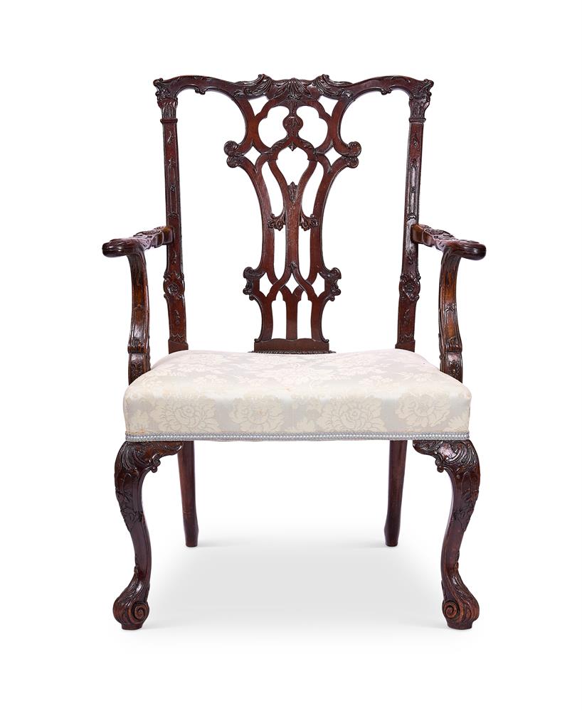 A PAIR OF LATE VICTORIAN MAHOGANY ARMCHAIRS - Image 2 of 2