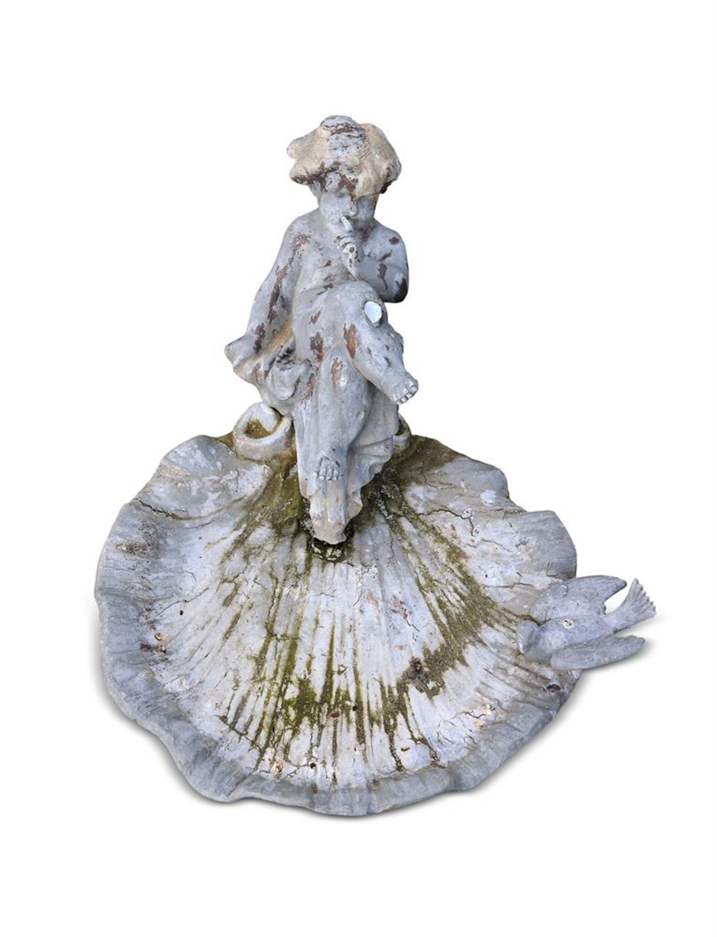 A SMALL LEAD FIGURE OF A CHILD ON A SHELL, 20TH CENTURY - Bild 2 aus 2