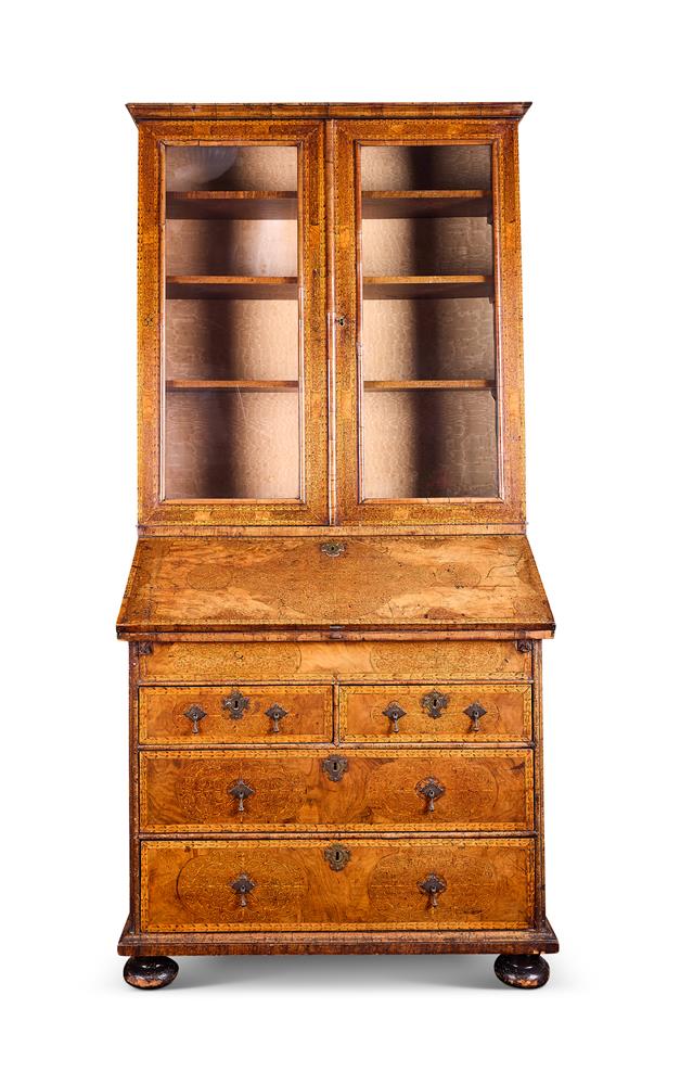 A QUEEN ANNE WALNUT AND SEAWEED MARQUETRY BUREAU EARLY 18TH CENTURY